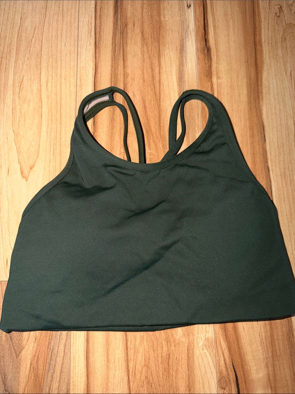 Track and Field Brazil High-Neck Olive Green Sports Bra